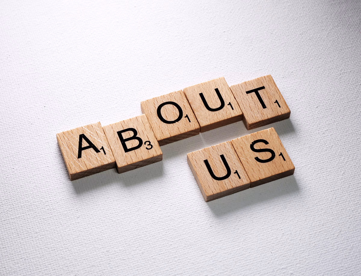 On brand awareness: Scrabble tiles that read as "About Us"
