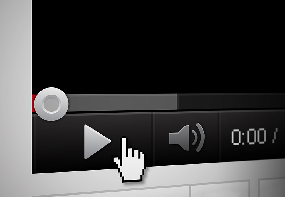 Video marketing: a cropped image of a video player in YouTube showing a mouse cursor hovering on the play button