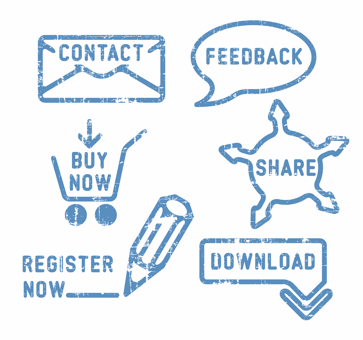 CTA examples: contact, feedback, share, buy now, register now, download and share