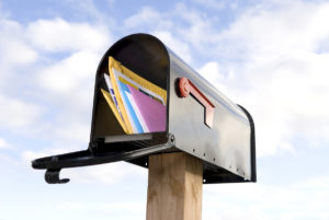 Direct mail marketing: an image of open mailbox with mail inside.