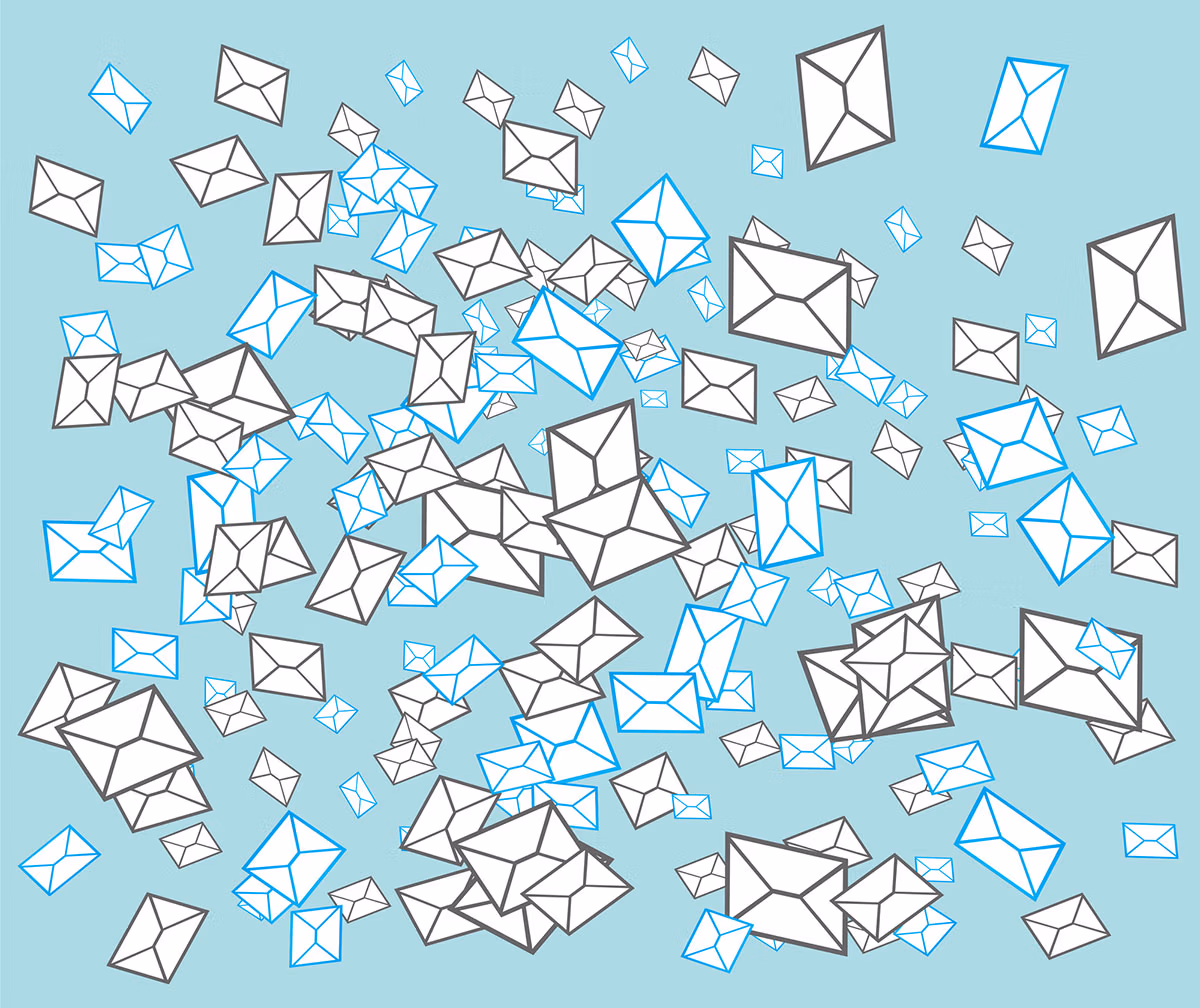 Self-storage SMS Marketing: an image showing numerous envelopes in various little sizes.