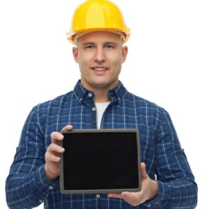 man with tablet