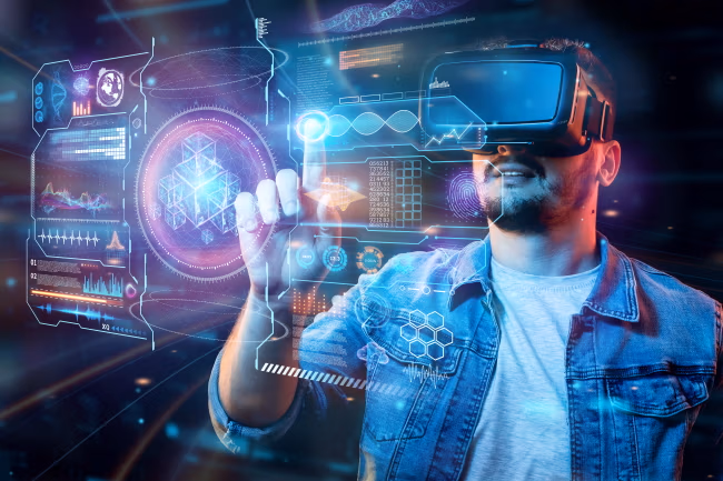 man playing virtual reality