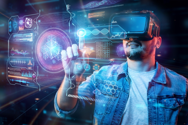 man playing virtual reality